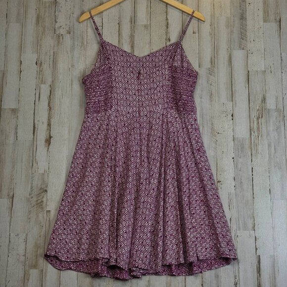 Old Navy Purple White Sleeveless Geometric Print Smocked Stretch Dress Size XXL - Picture 3 of 7